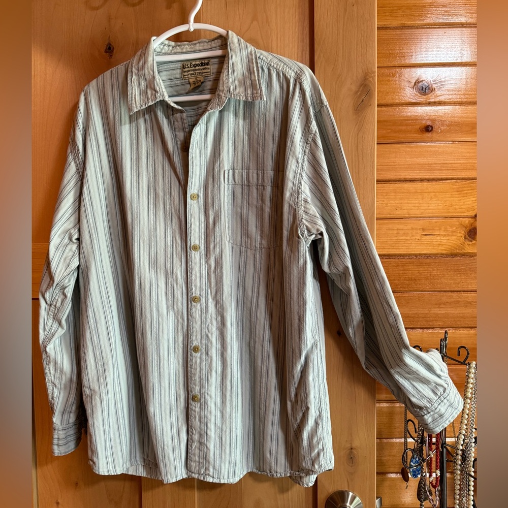 US Expedition Size XL Striped Cotton Shirt